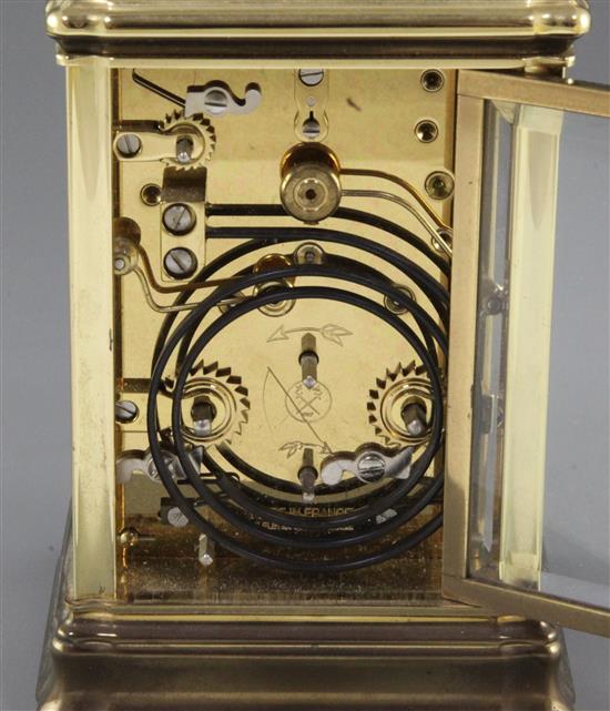 A LEpée lacquered brass hour repeating carriage clock, 6in.